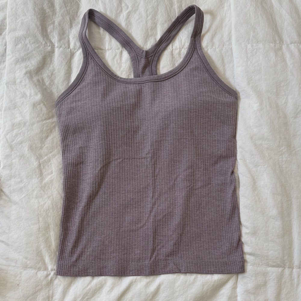 Lululemon purple grey ribbed ebb to street flow tank size 6- *race length*
